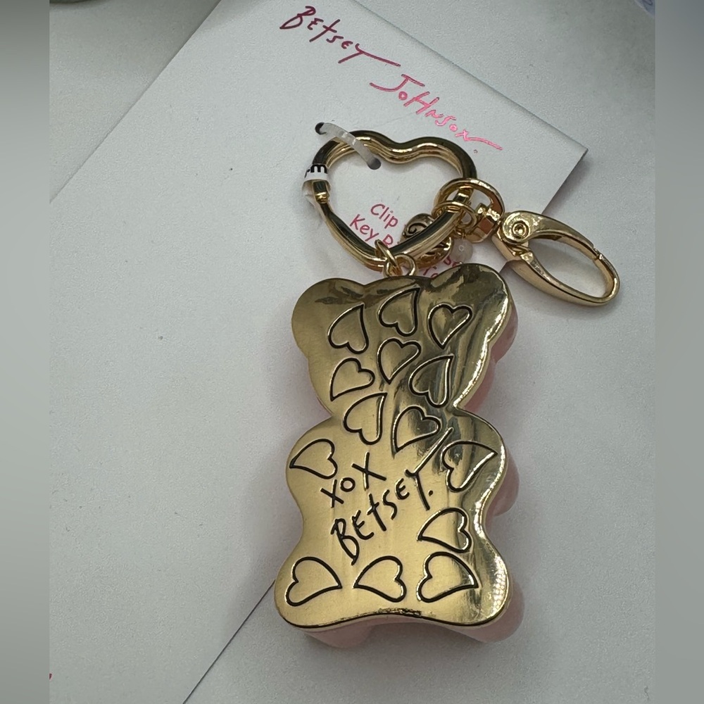 Betsey Johnson Gummy Bear Crystal Heart Handbag Charm Key Ring Clip - Picture 5 of 6